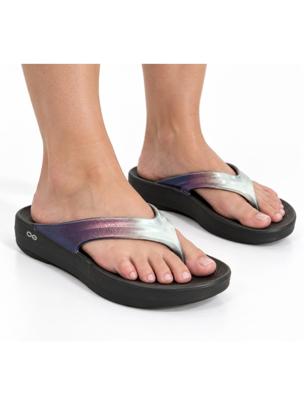 OOFOS OOlala Women’s Iridescent Recovery Thong Sandals US 10 EU 41